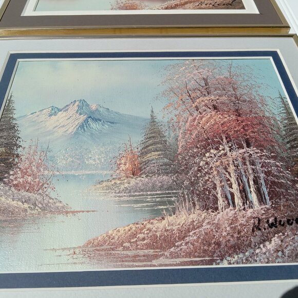 MCM Oil Paintings Mountain Art Set of 2 Signed by the Artist Textured Framed Vtg - Picture 13 of 15